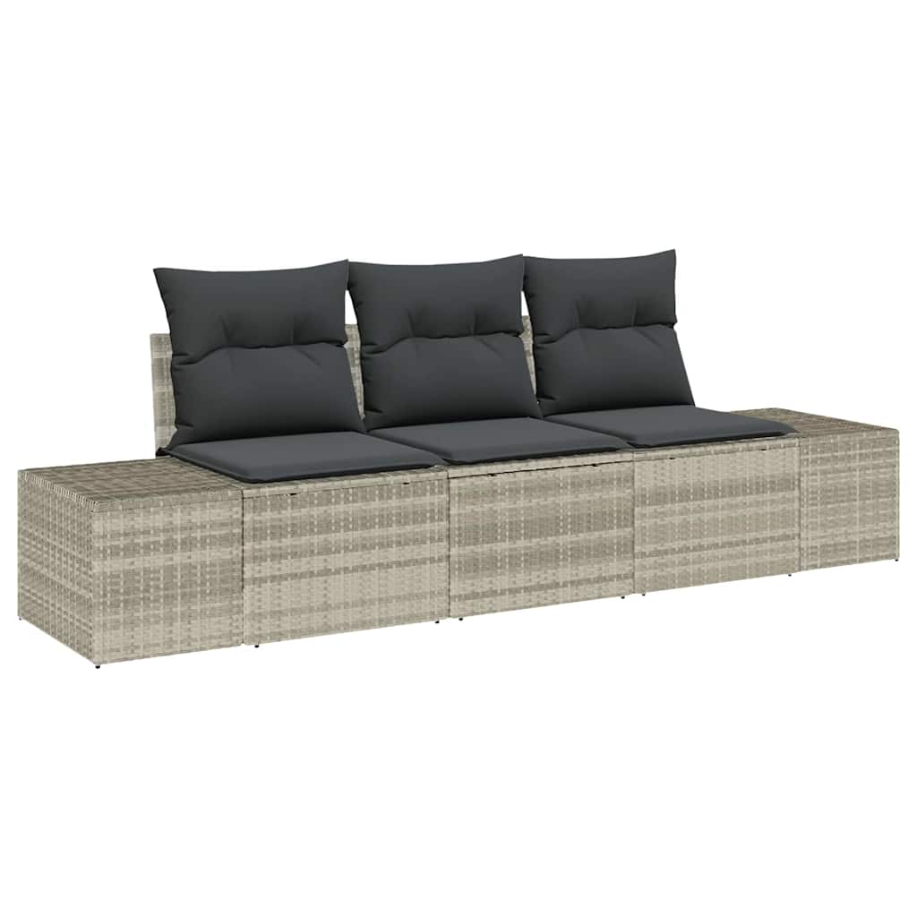 Garten-Sofa-Set mit Kissen mit Speicher 3 pcs Hellgrau